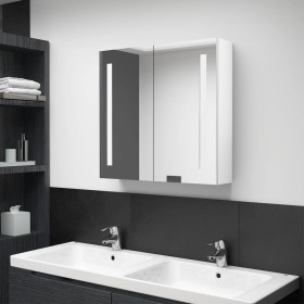 Armario de baño con espejo LED blanco brillante 62x14x60