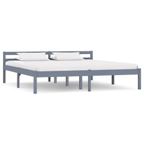 Estructura de cama sin colchón madera de pino gris 160x200