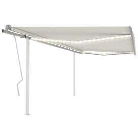 Toldo manual retráctil con LED crema 4,5x3,5