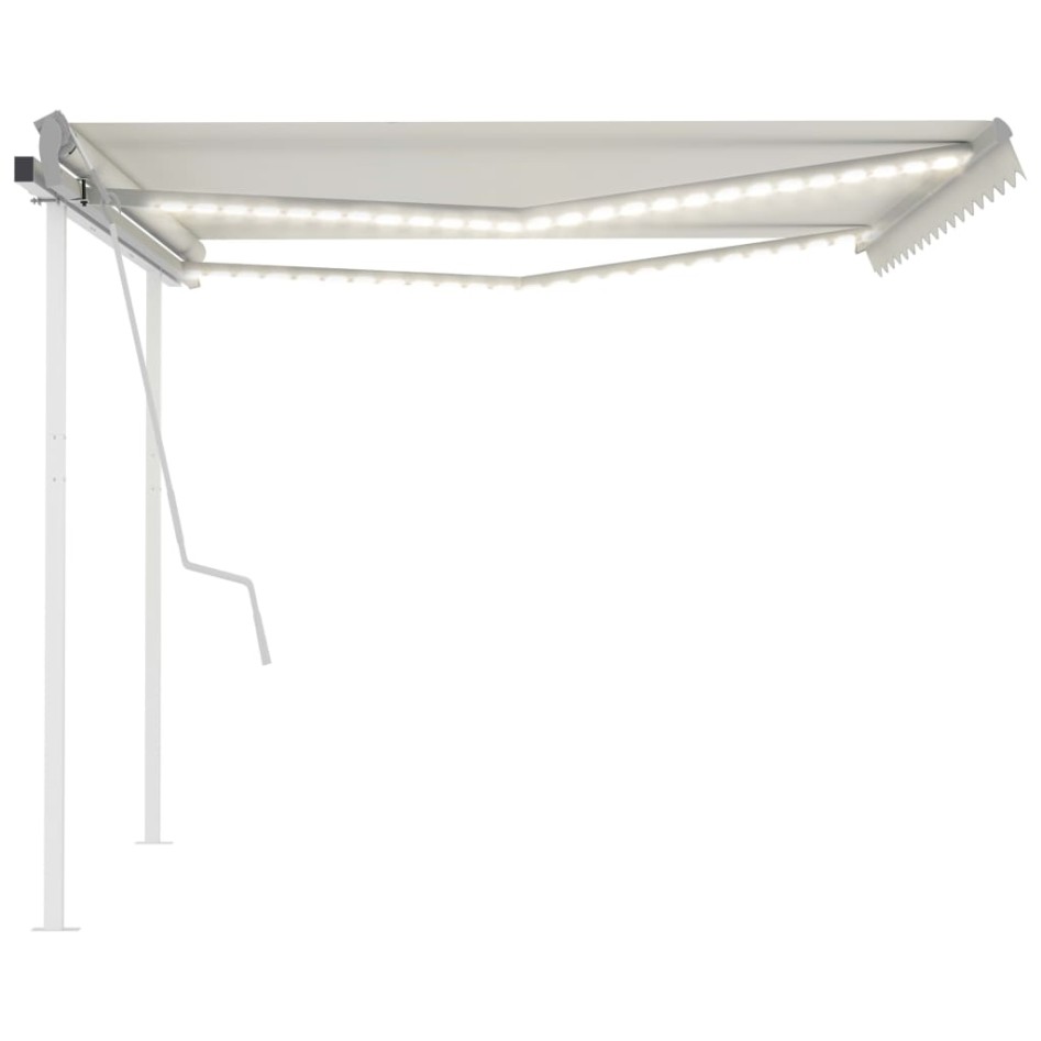 Toldo manual retráctil con LED crema 4,5x3,5