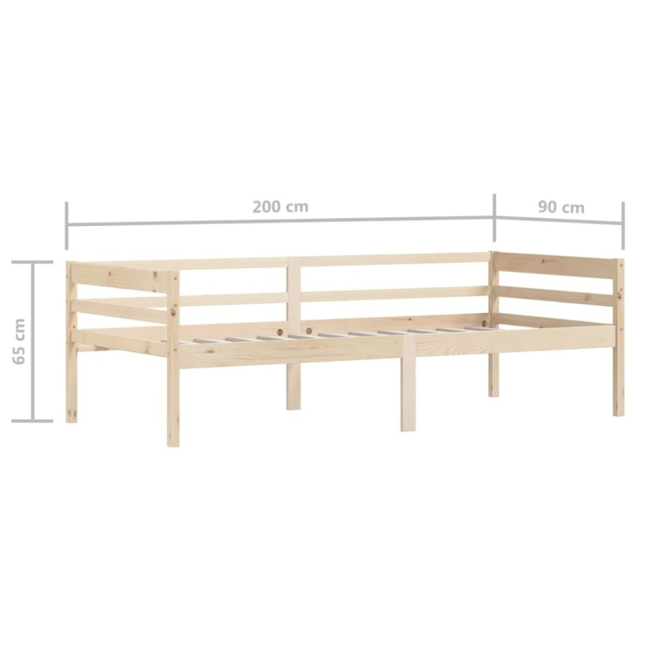 Estructura de cama sin colchón madera maciza de pino 90x200