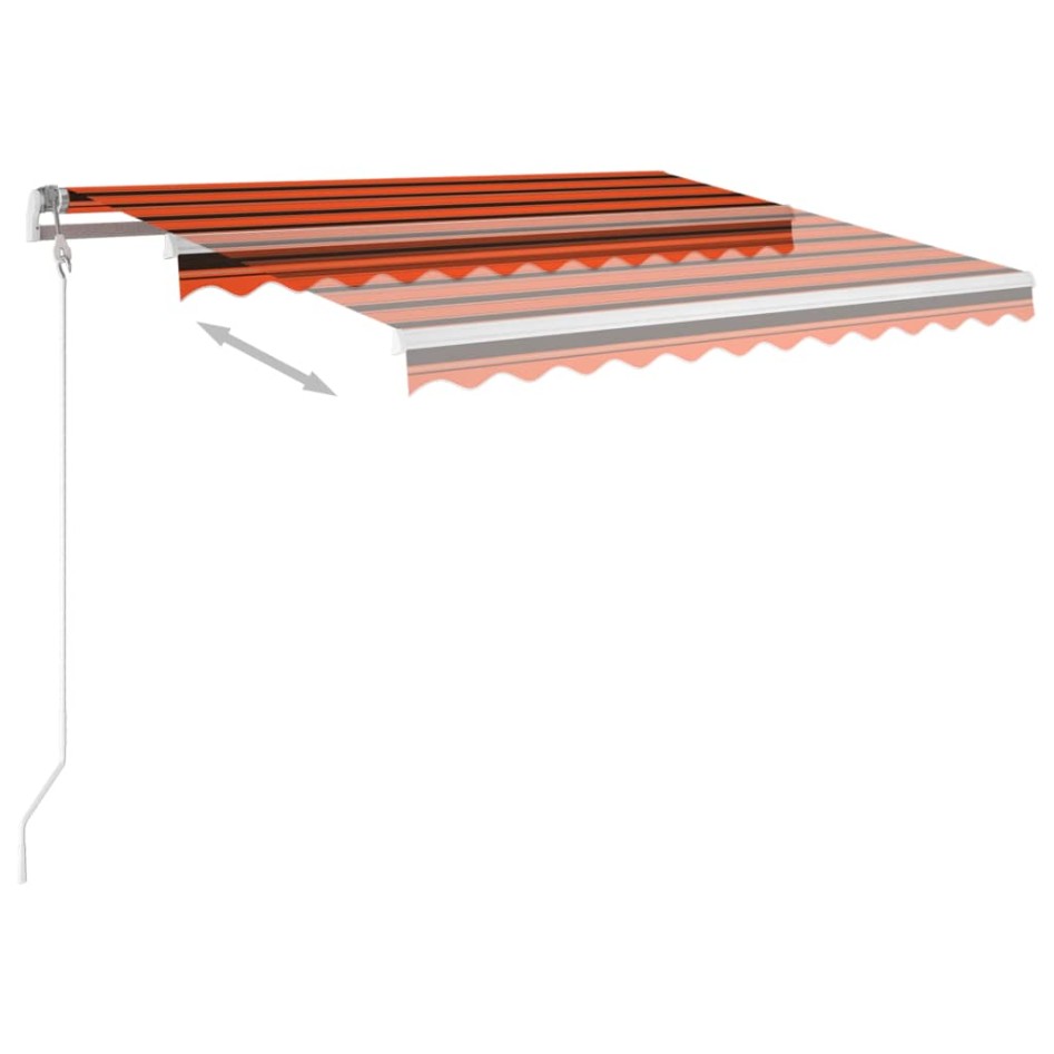 Toldo manual retráctil con luz LED naranja y marrón 3,5x2,5