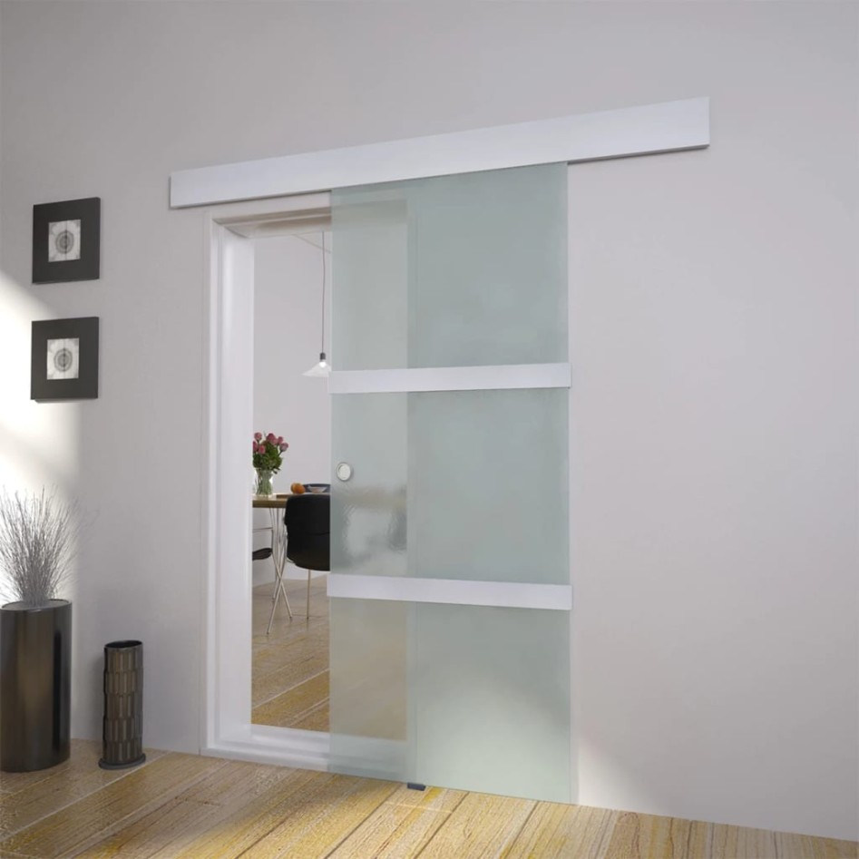 Puerta corredera de cristal y aluminio 178 cm