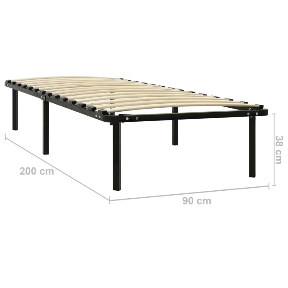 Estructura de cama sin colchón metal negro 90x200