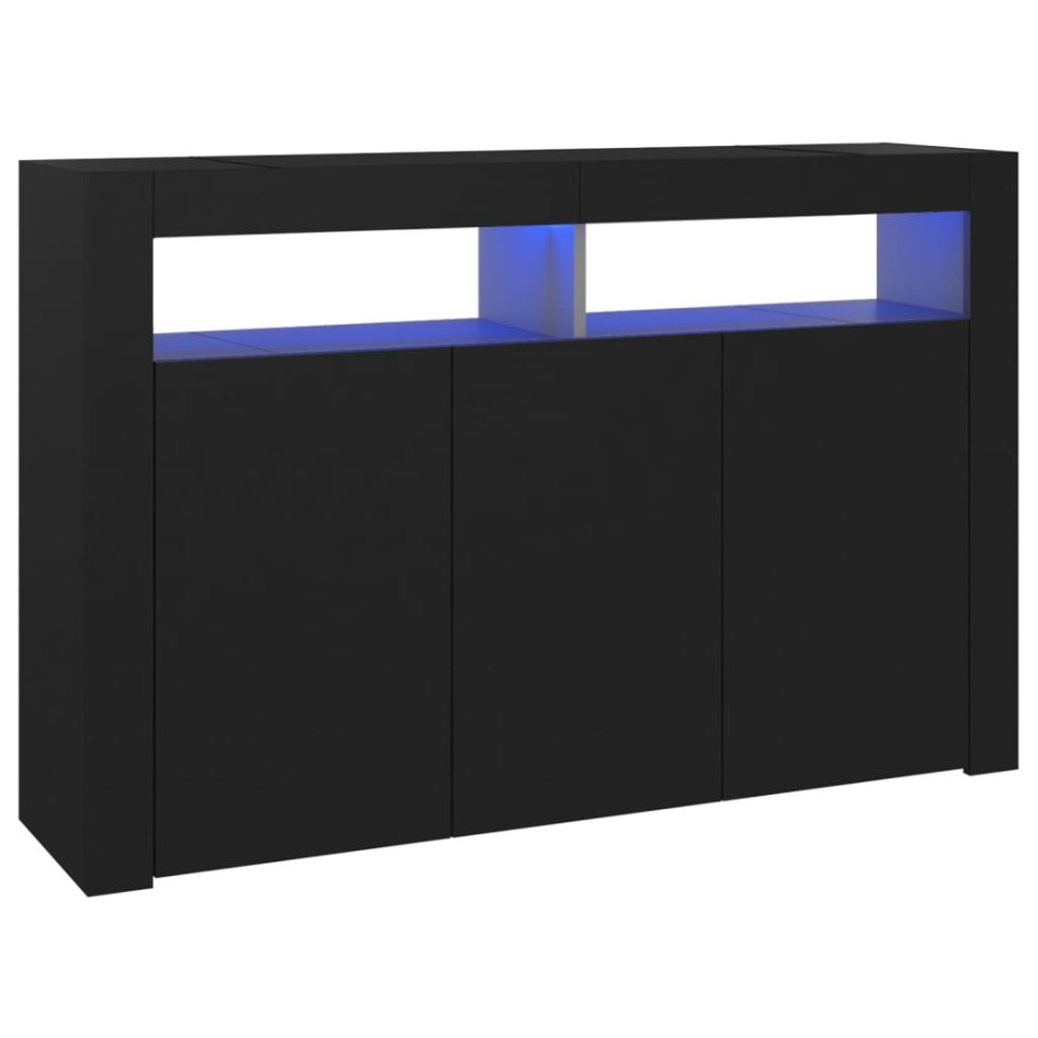 Aparador con luces LED negro 115,5x30x75