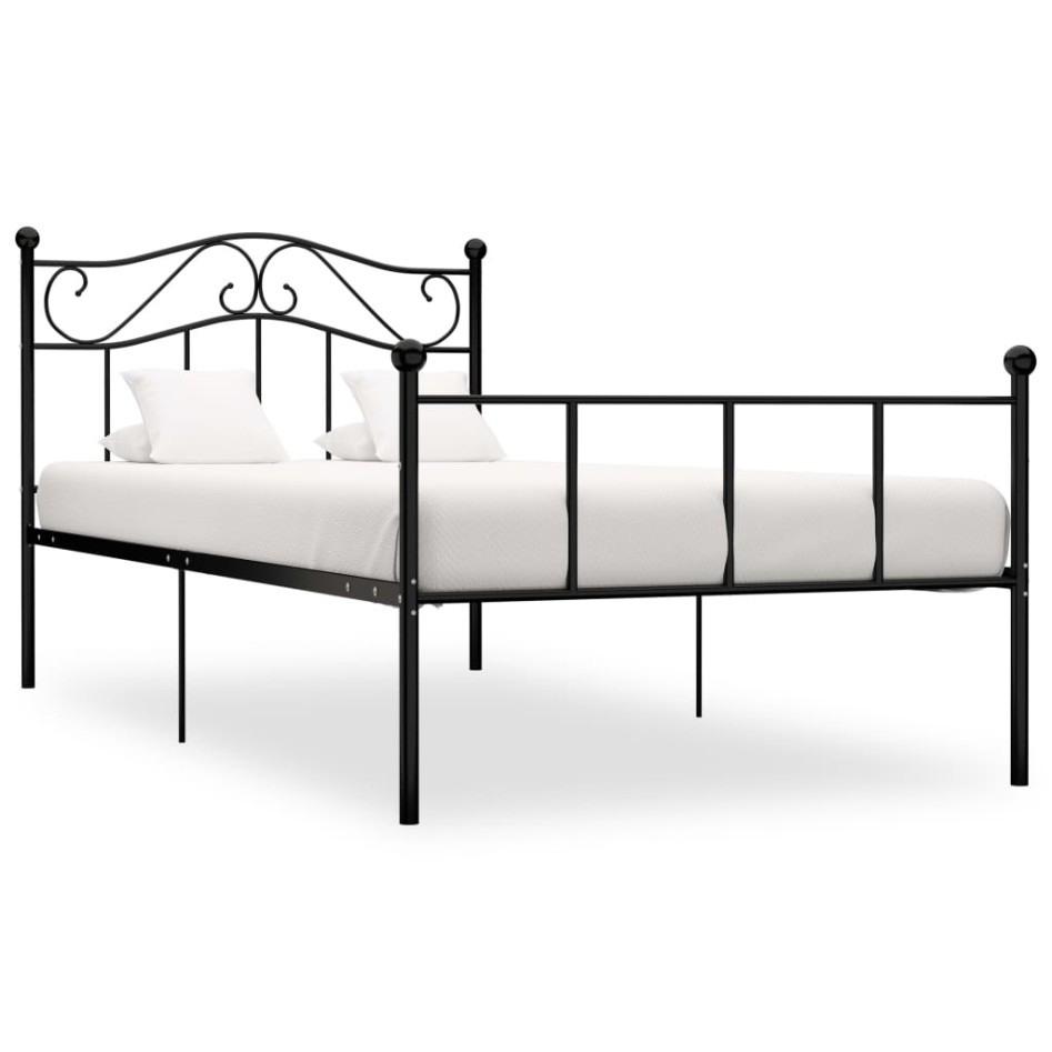 Estructura de cama sin colchón metal negro 90x200