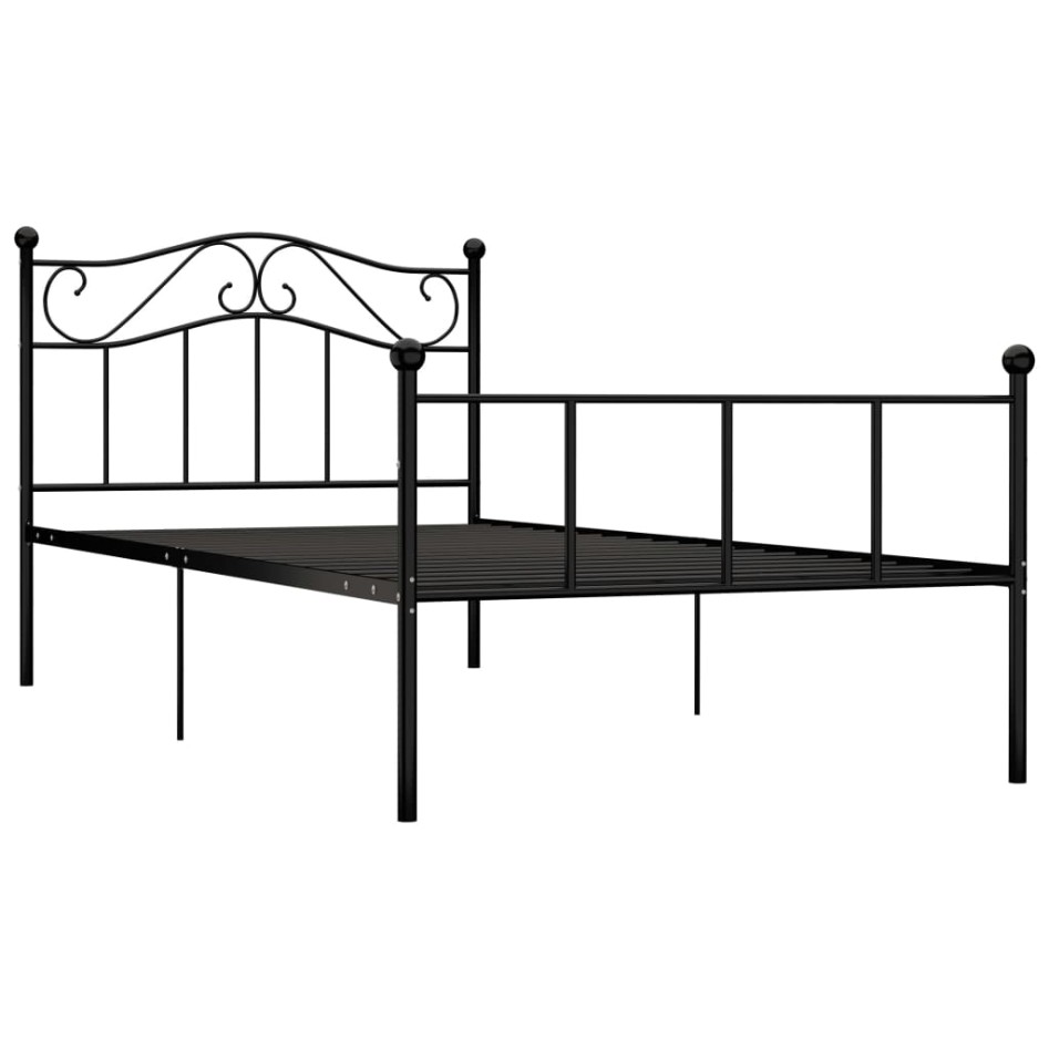 Estructura de cama sin colchón metal negro 90x200