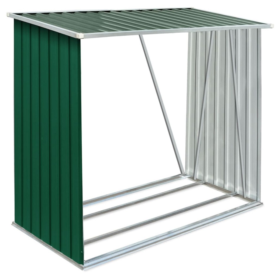 Casetilla para leña acero galvanizado verde 163x83x154