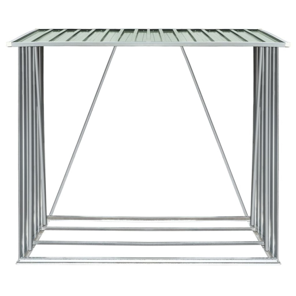 Casetilla para leña acero galvanizado verde 163x83x154