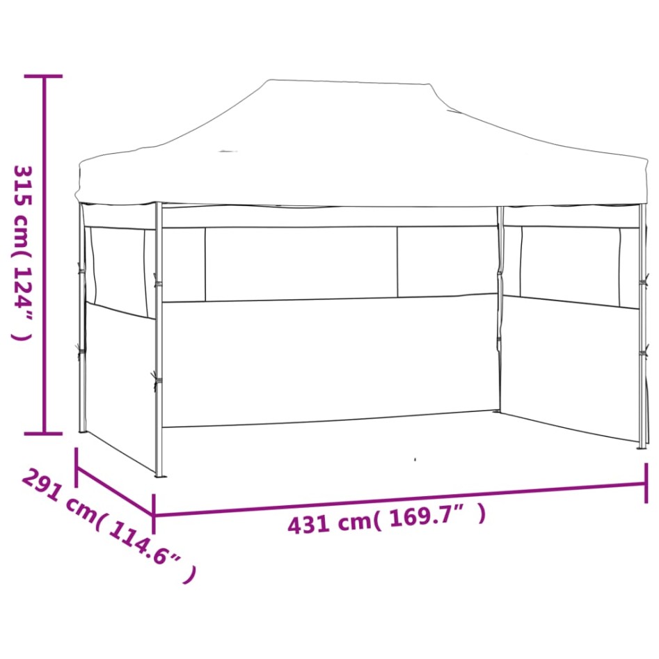 Carpa pleglable con 3 paredes 3x4,5 m gris
