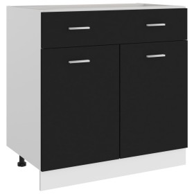 Mueble inferior de cocina madera ingeniería negro 80x46x81,5