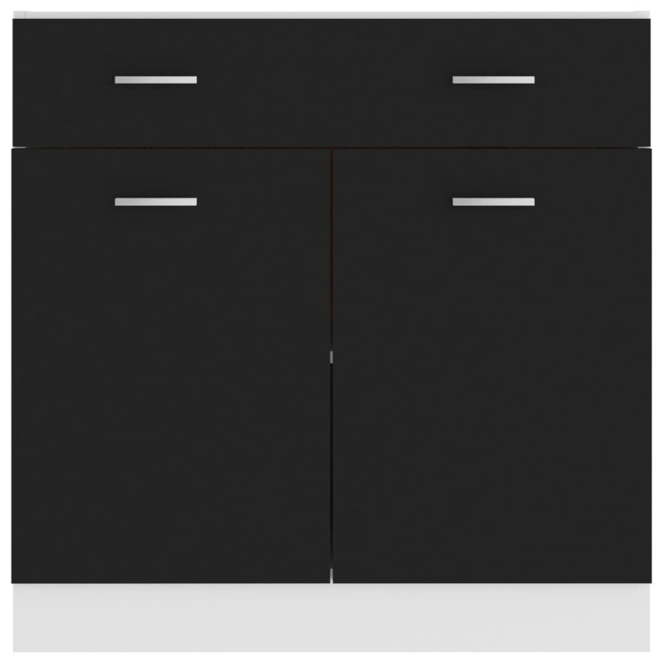 Mueble inferior de cocina madera ingeniería negro 80x46x81,5