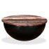 Mesa de centro de madera maciza reciclada negra en forma de