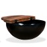 Mesa de centro de madera maciza reciclada negra en forma de