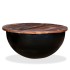 Mesa de centro de madera maciza reciclada negra en forma de