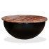 Mesa de centro de madera maciza reciclada negra en forma de