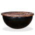 Mesa de centro de madera maciza reciclada negra en forma de