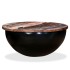 Mesa de centro de madera maciza reciclada negra en forma de