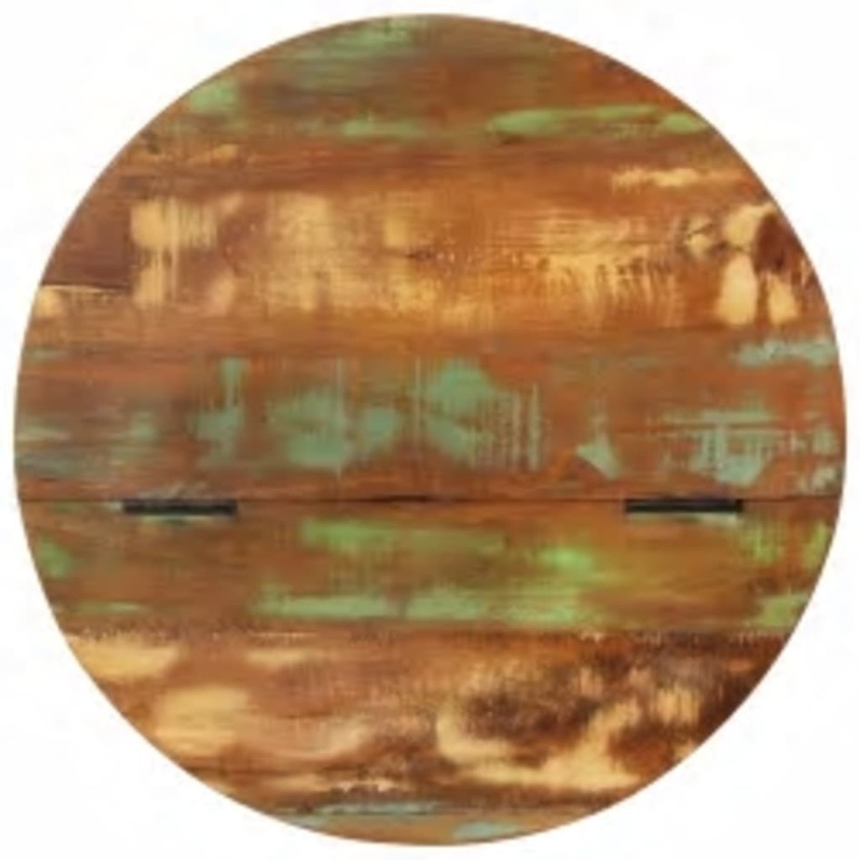 Mesa de centro de madera maciza reciclada negra en forma de