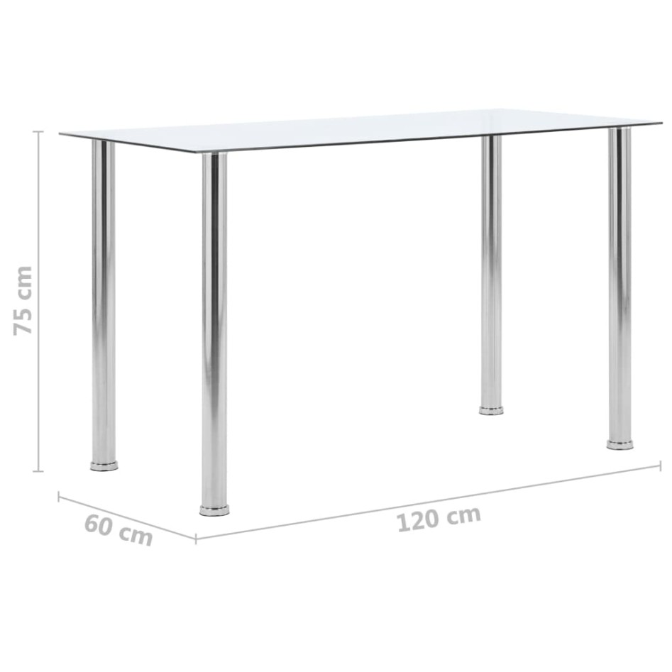 Mesa de comedor vidrio templado transparente 120x60x75