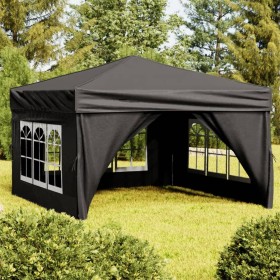 Carpa para fiestas plegable con paredes laterales negro 3x3