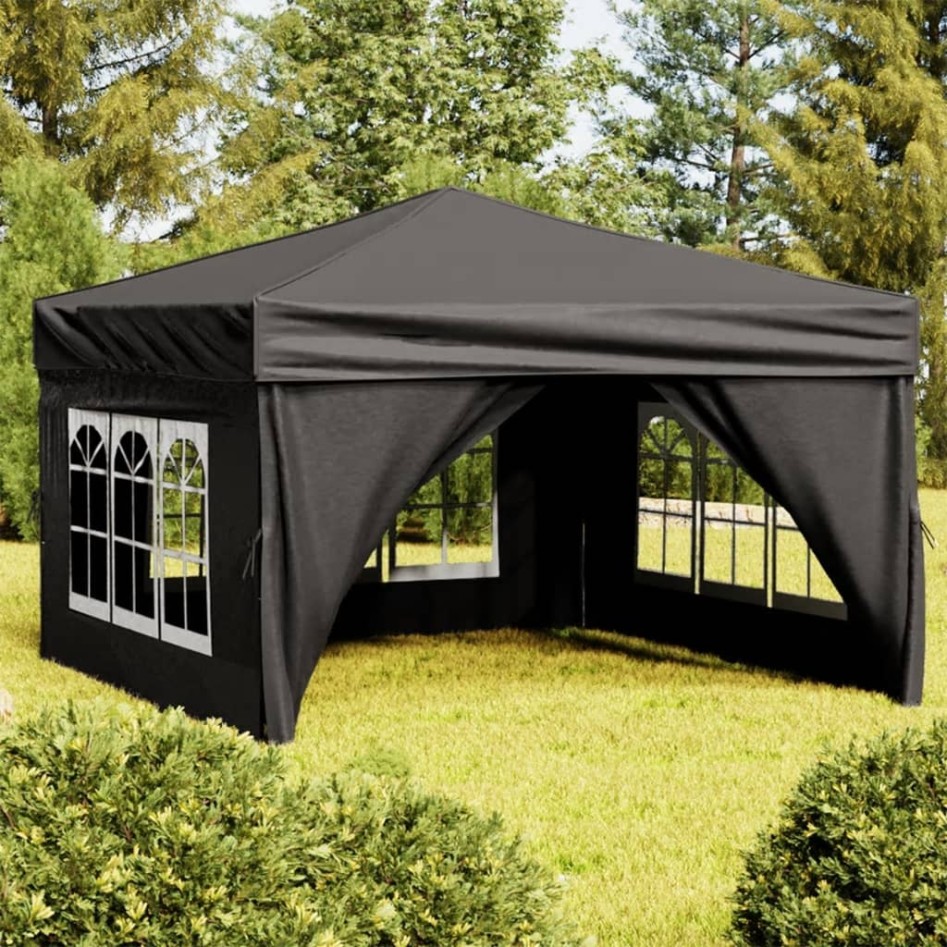 Carpa para fiestas plegable con paredes laterales negro 3x3