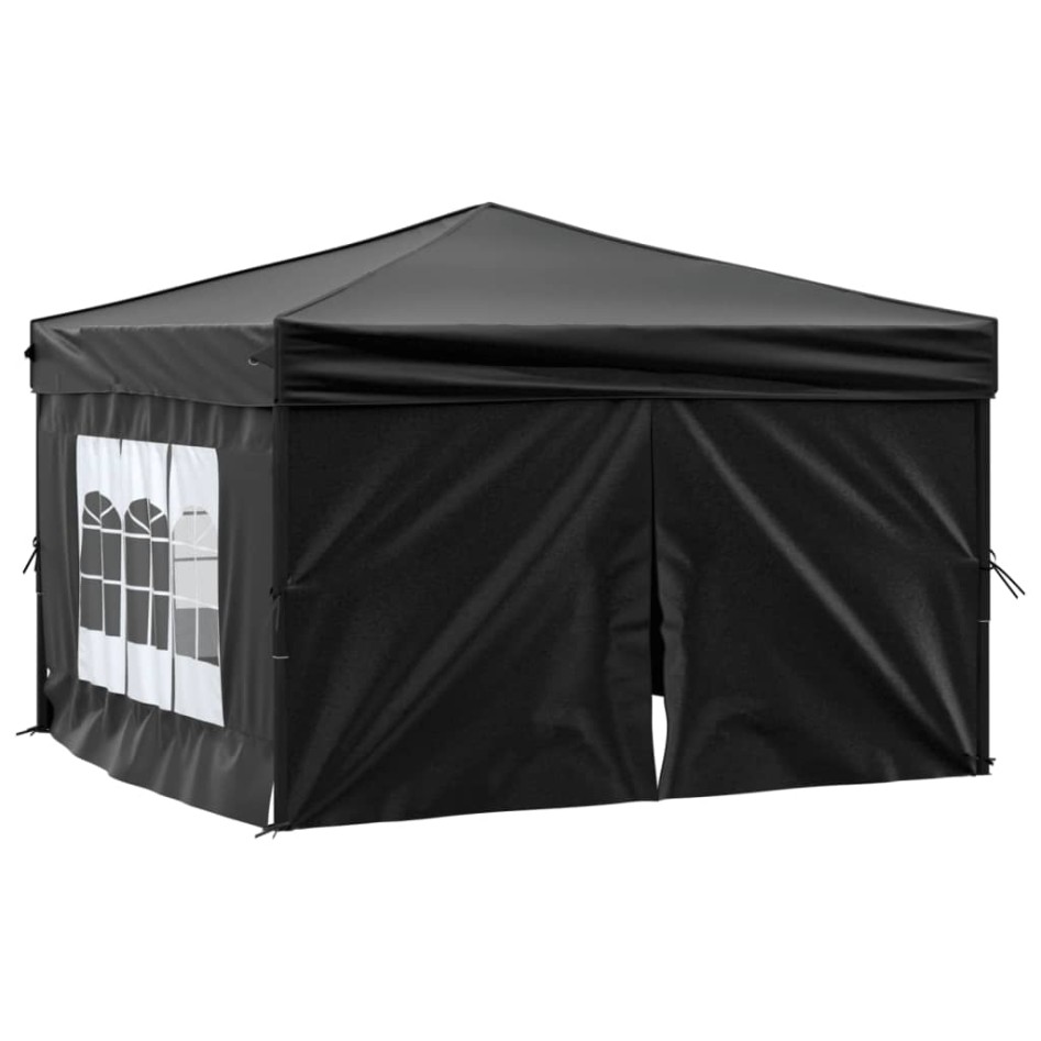 Carpa para fiestas plegable con paredes laterales negro 3x3