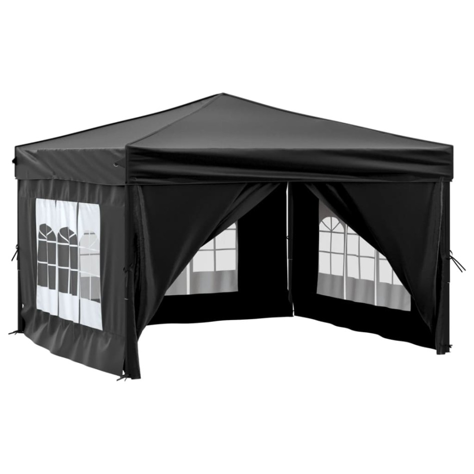 Carpa para fiestas plegable con paredes laterales negro 3x3