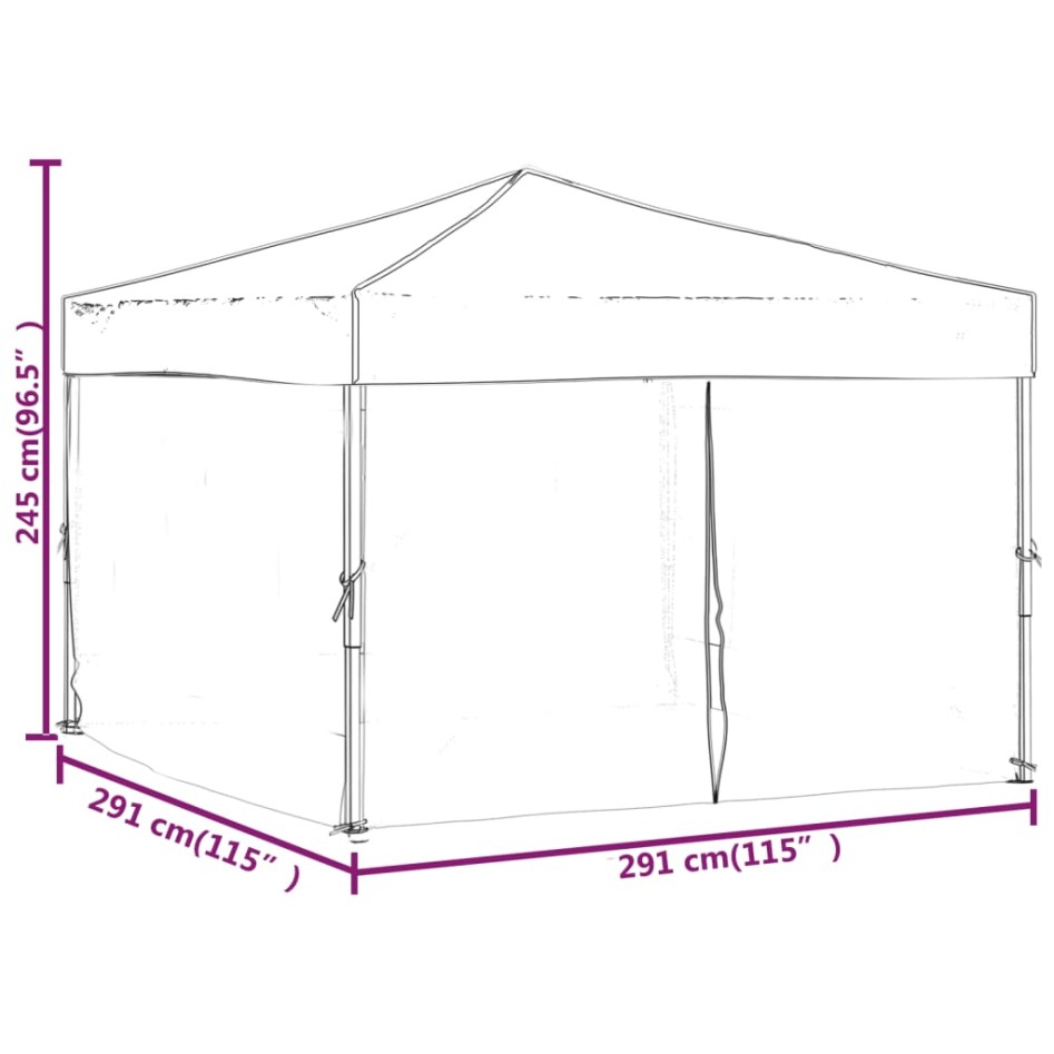 Carpa para fiestas plegable con paredes laterales negro 3x3