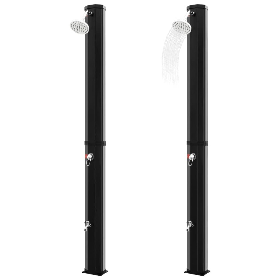 Ducha solar exterior con rociador y grifo negro 35