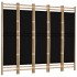 Biombo plegable de 5 paneles bambú y lona 200