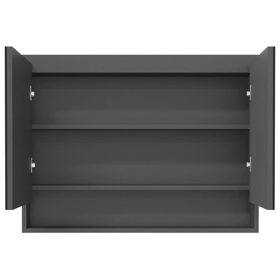 Armario de baño con espejo MDF gris 80x15x60