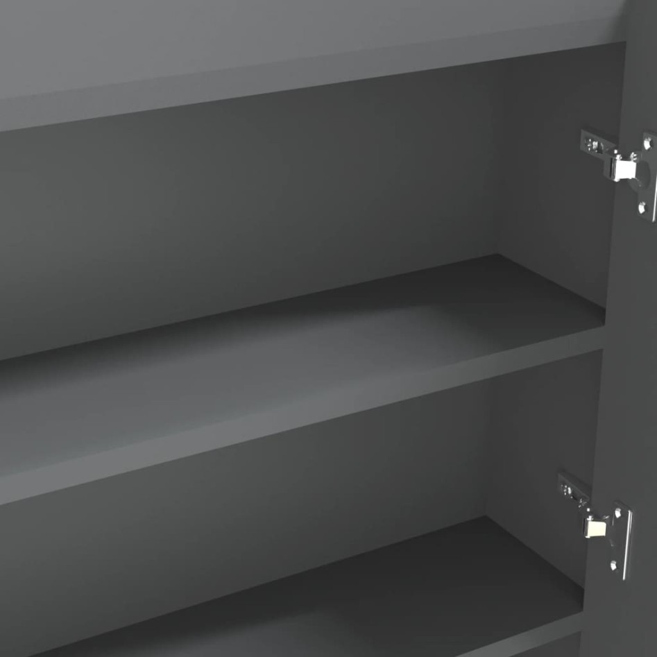 Armario de baño con espejo MDF gris 80x15x60