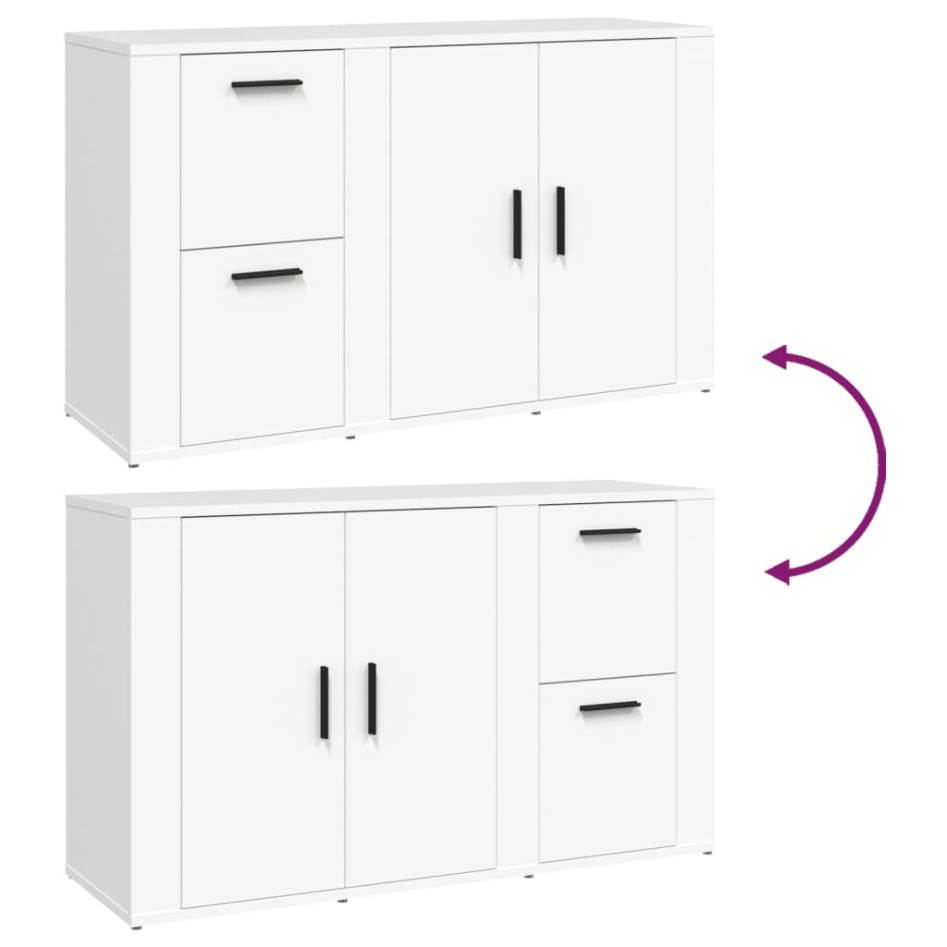 Aparador de madera contrachapada blanco 100x33x59,5