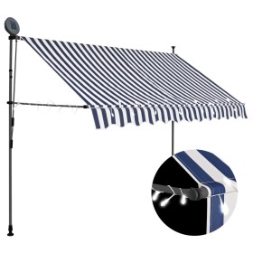 Toldo manual retráctil con LED azul y blanco 250