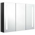 Armario de baño con espejo LED negro brillante 89x14x62