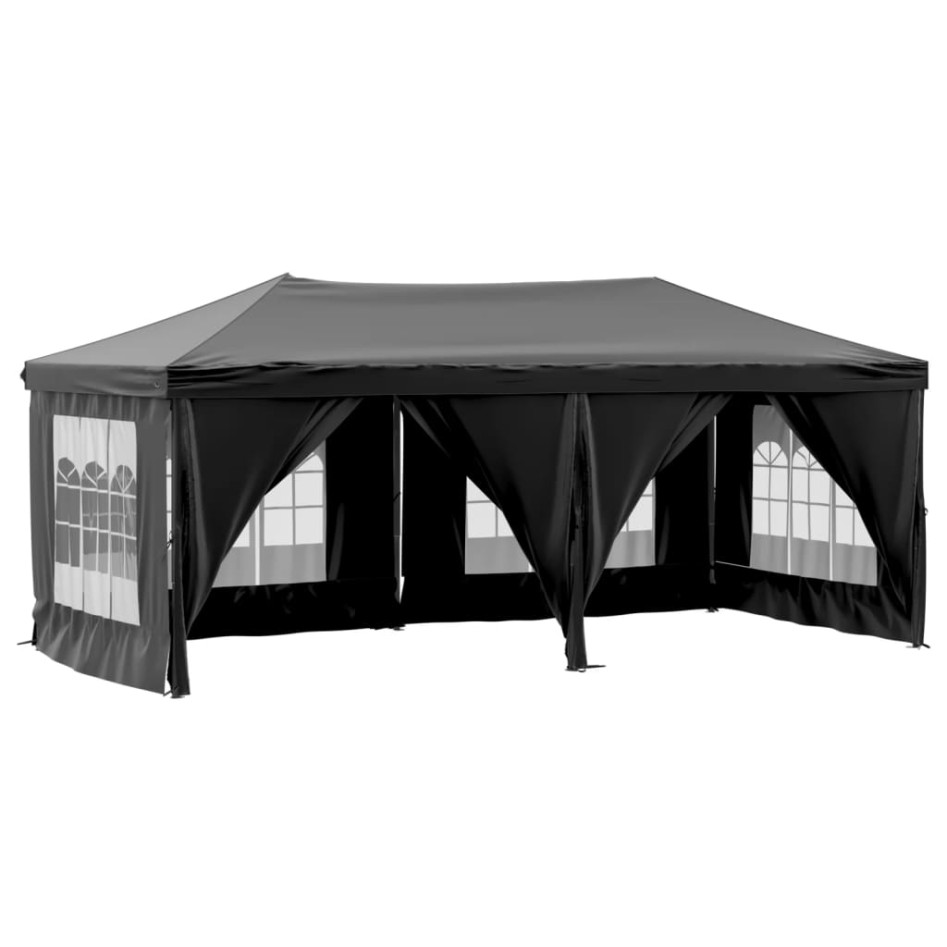 Carpa para fiestas plegable con paredes laterales negra 3x6
