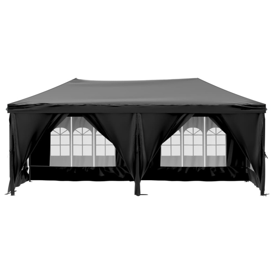 Carpa para fiestas plegable con paredes laterales negra 3x6