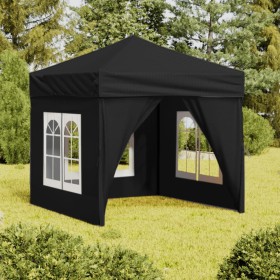 Carpa para fiestas plegable con paredes laterales negro 2x2