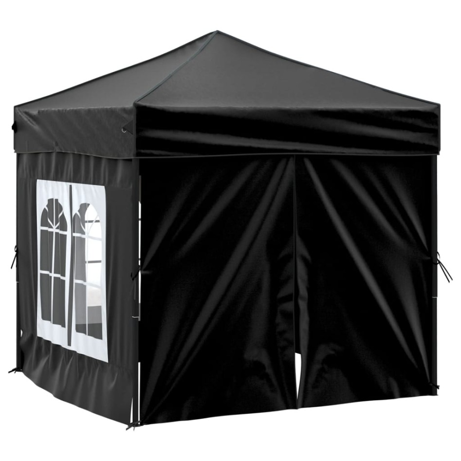 Carpa para fiestas plegable con paredes laterales negro 2x2