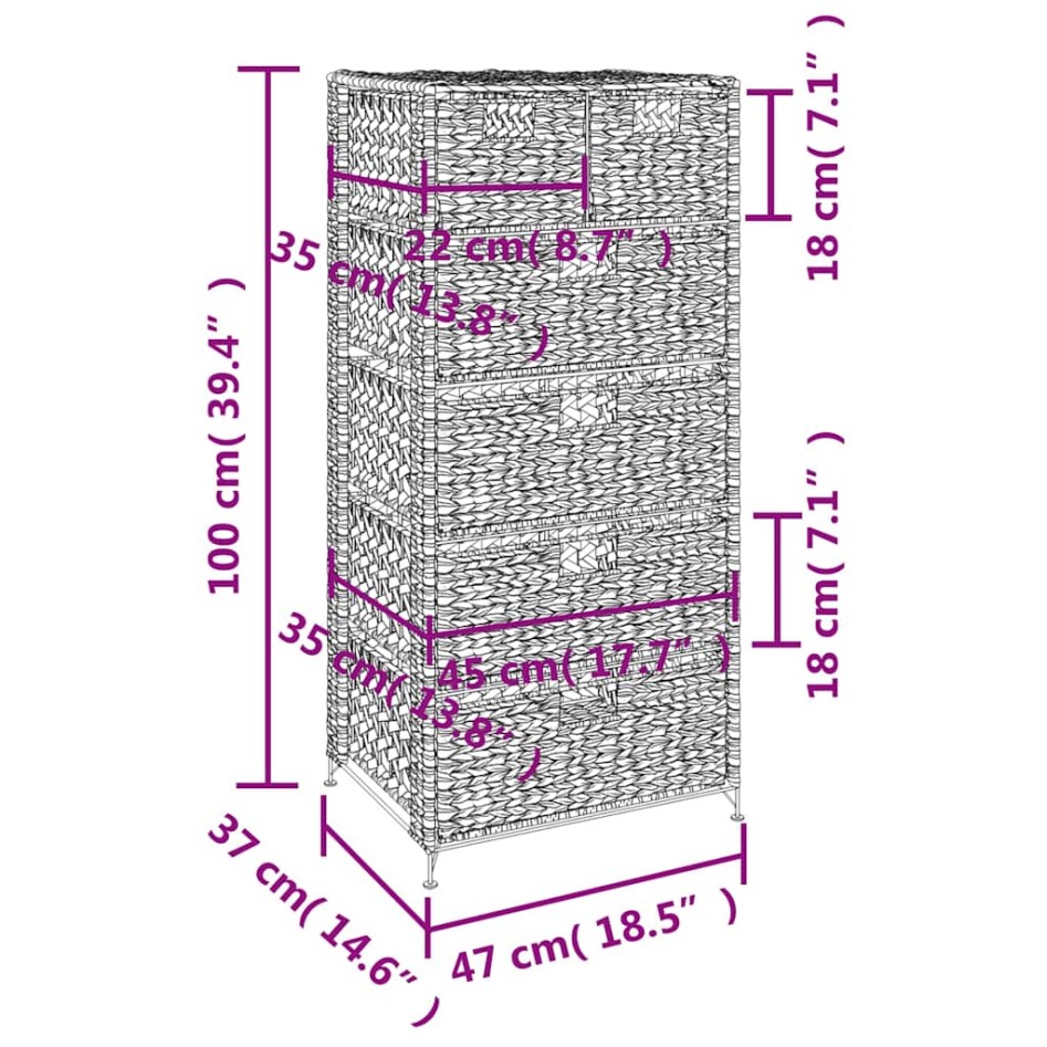 Unidad de almacenaje con 6 cestas47x37x100 cm jacinto de