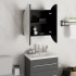 Armario de baño con espejo redondo y LED negro 47x47x17,5