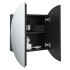 Armario de baño con espejo redondo y LED negro 47x47x17,5