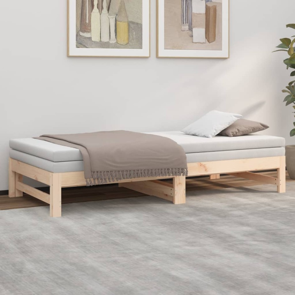 Sofá cama extraíble madera maciza de pino 2x(75x190)