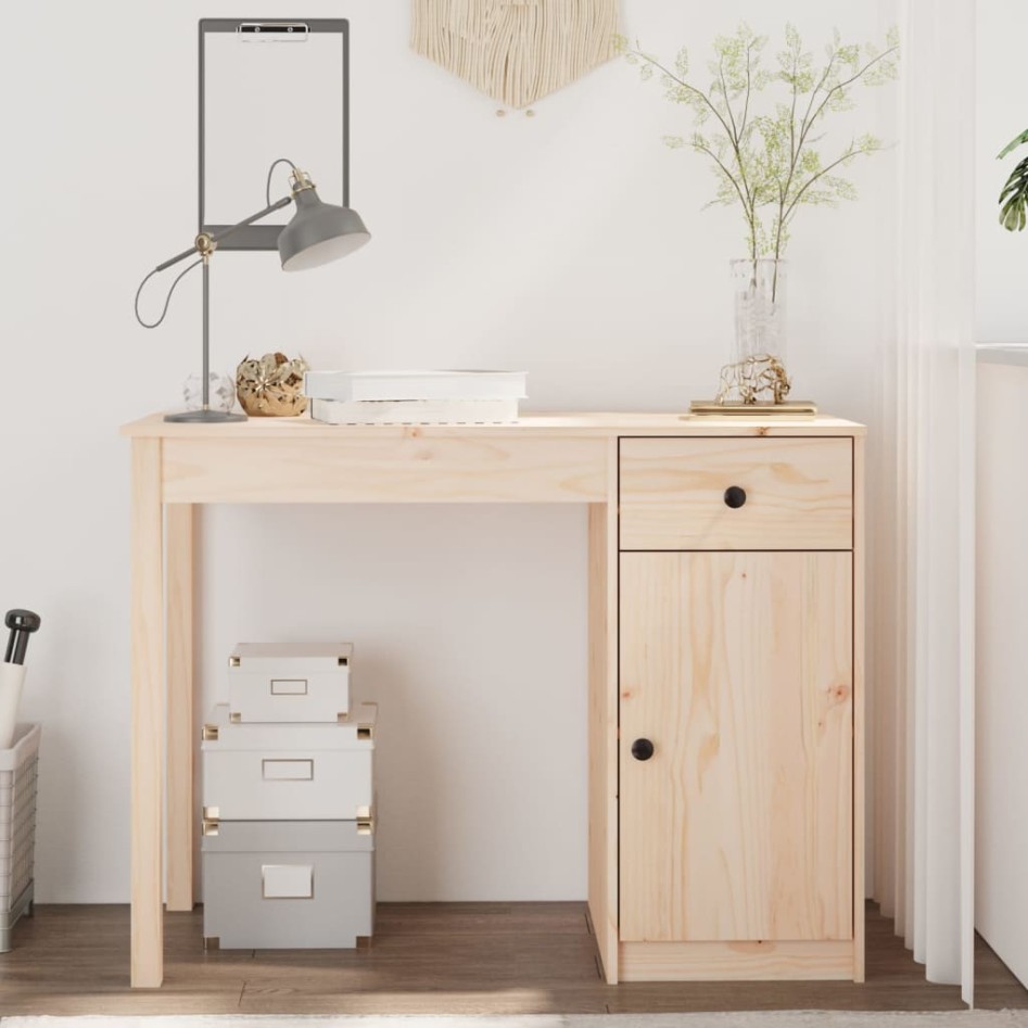 Escritorio de madera maciza de pino 100x50x75