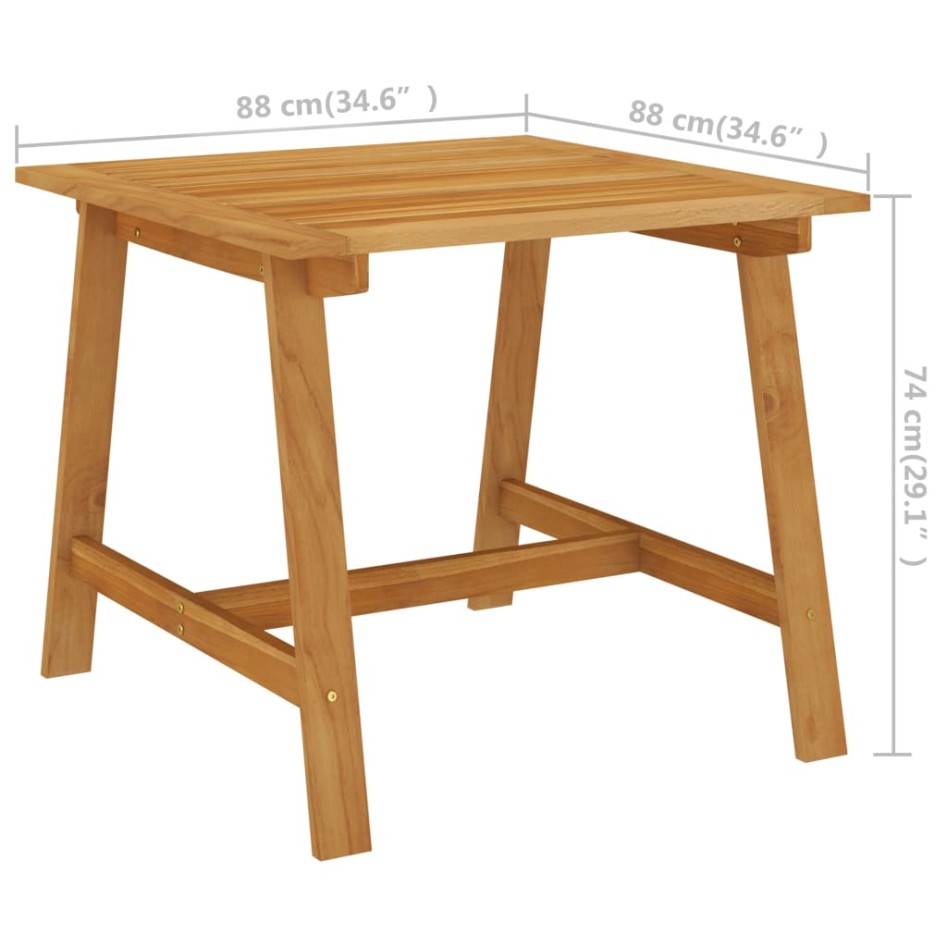 Mesa de comedor de jardín madera maciza de acacia 88x88x74
