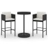 Set muebles bar jardín 3 piezas y cojines ratán sintético