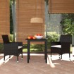 Set comedor de jardín 3 pzas con cojines ratán sintético negro
