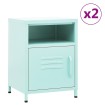Mesitas de noche 2 uds acero verde menta 35x35x51 cm