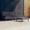 Muebles de jardín 4 pzas con cojines antracita madera de pino
